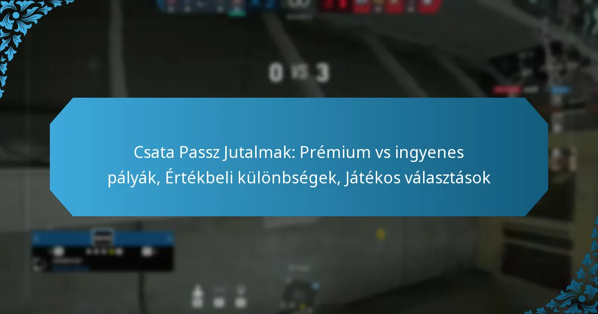 Csata Passz Jutalmak: Prémium vs ingyenes pályák, Értékbeli különbségek, Játékos választások
